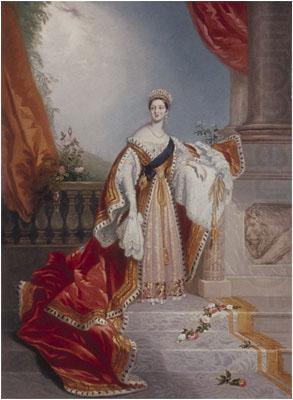 Portrait of Queen Victoria on the occasion of her speech at the House of Lords where she prorogated the Parliament of the United Kingdom in July 1837, Edward Alfred Chalon